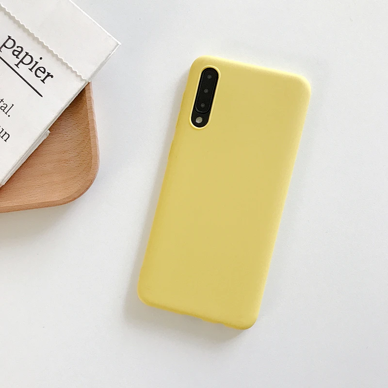 yellow Силиконовый чехол для samsung Galaxy A30 A40 A50 A10 A20 A70 тапочки однотонного яркого M10 A20 M20 A7 обратите внимание; размеры 9 и 10 S8 S9 S10 плюс Чехол s крышка - Цвет: yellow