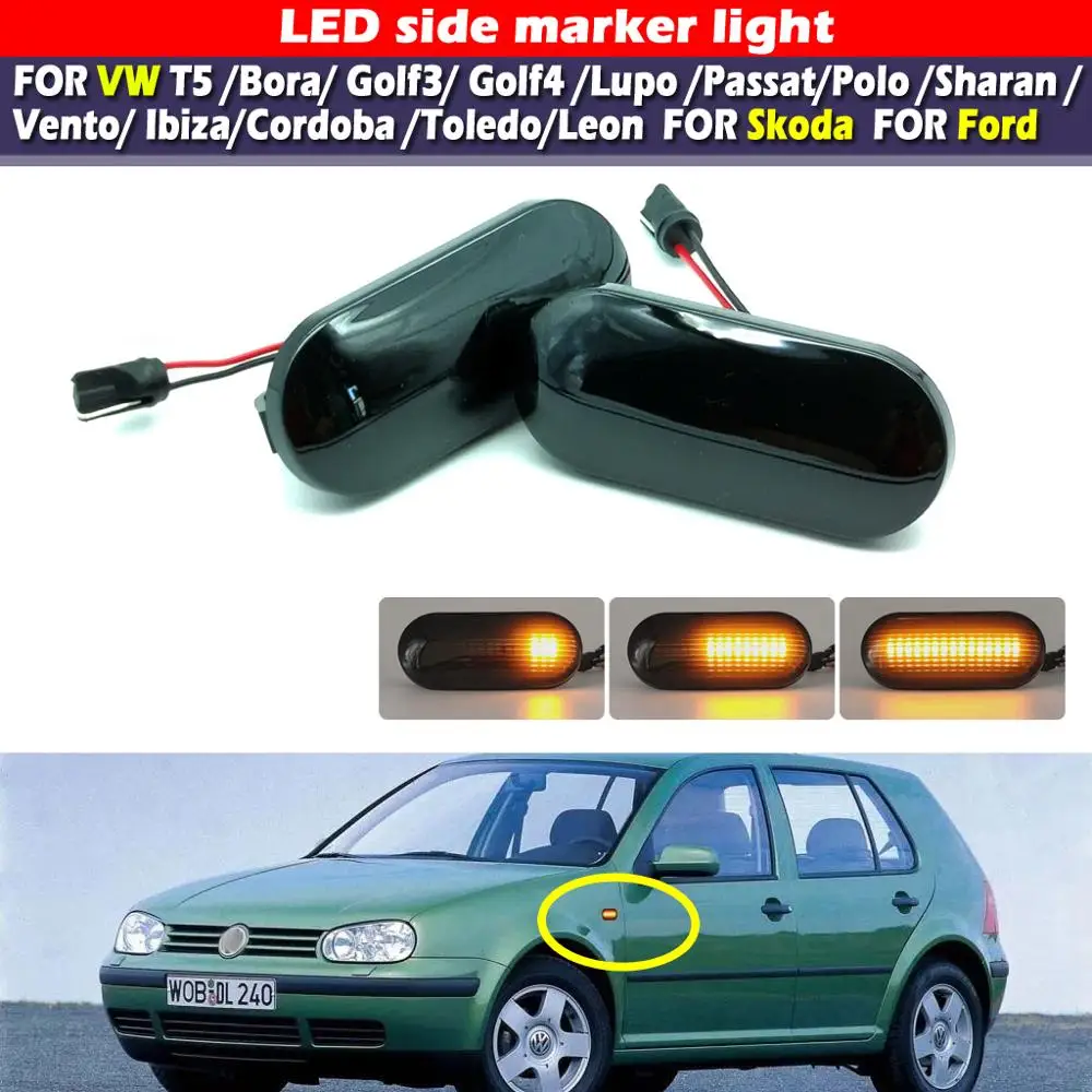 Светодиодный Динамический указатель поворота для VW T5 Golf 3 Golf4 Passat Polo Ford Fiesta Focus MK2
