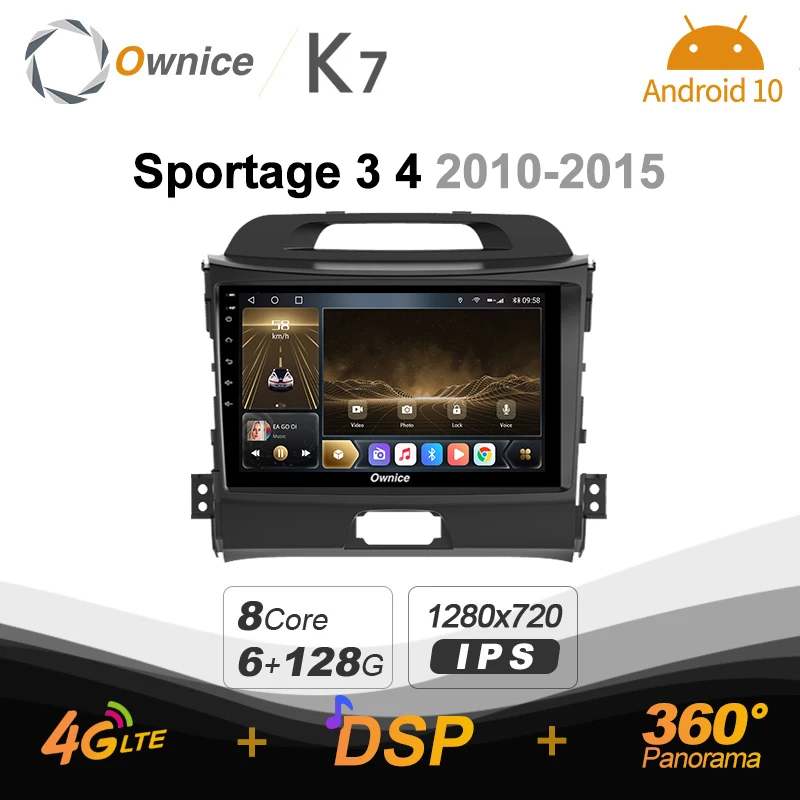 Ownice K7 6G + 128G Android 10 0 Автомагнитола для Kia Sportage 3 4 2010 - 2015 GPS 4G LTE 5G Wifi Авторадио 360 SPDIF