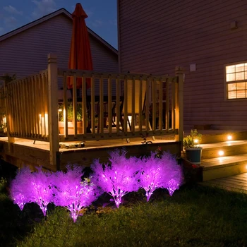 

2 Pcs Solar Rime Shape Lawn Branch Light Waterproof Warm White LED Landscape Lamp Courtyard Path Lighting Decoration For Garden