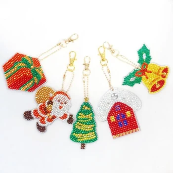 

New Arrival 5pcs DIY Special shaped Diamond Painting Keychain Woman Bag Pendant Christmas Decoration For Home Kids Gift