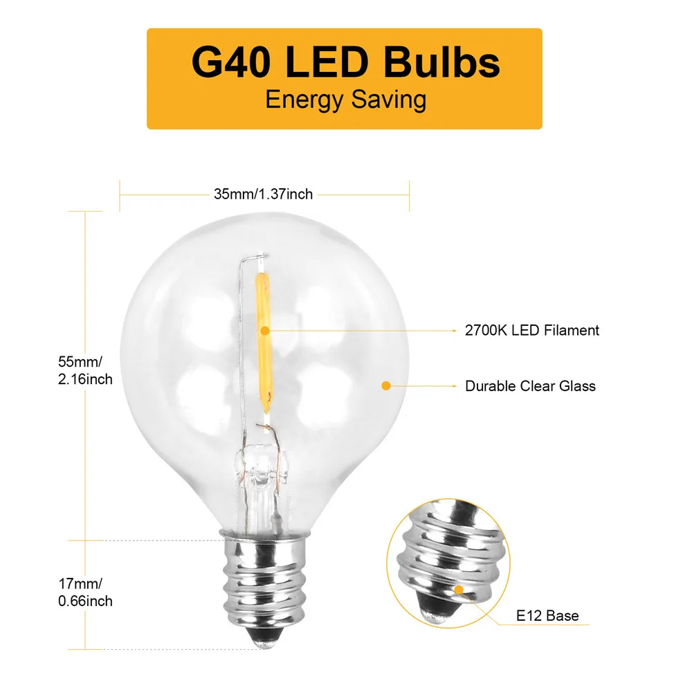 US $20.00 25FT Led String Lights Fairy Wedding String Light LED Globe Festoon Bulb Led Fairy String Light Outdoor Party Garden Garland