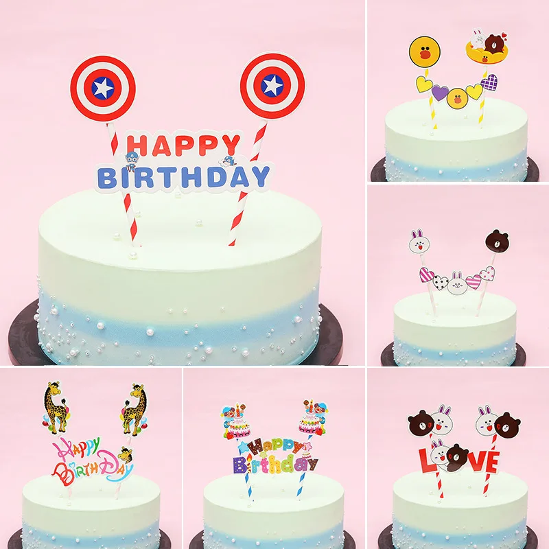 1 комплект Микки Маус мультфильм торт Топпер кекс флаг бумаги соломинки Беби-Шауэр дети выпечка торта ко дню рождения DIY вечерние украшения