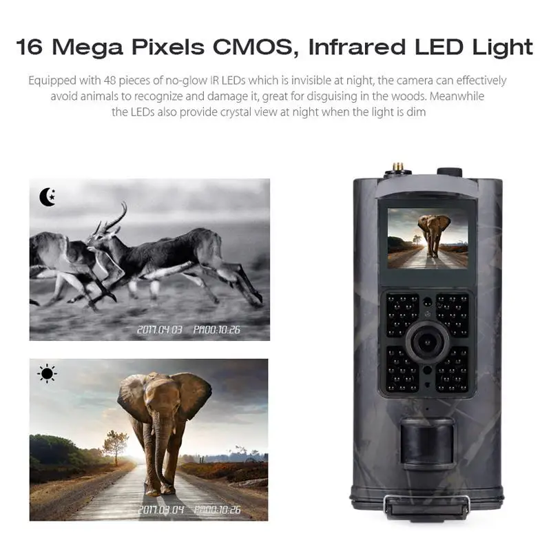 

Trail Hunting Camera 16MP 1080p HD Portable IR Hunting Camera 2G MMS GPRS HC-700M Multifunctional Wildlife Trail Camera Animal