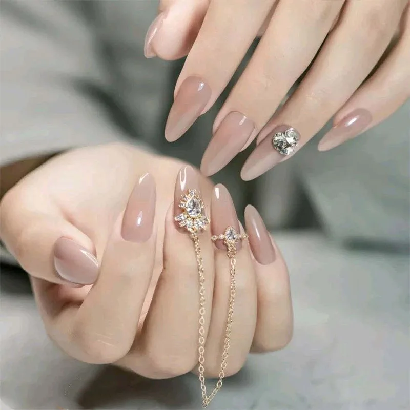 Накладные ногти сплошного цвета накладные цепочка стразы декоративные