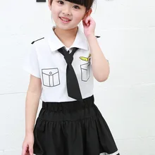 Костюм для мальчиков; коллекция года; летний стиль; детская Униформа пилота в Корейском стиле; Модная рубашка с галстуком и шорты; комплект из 2 предметов