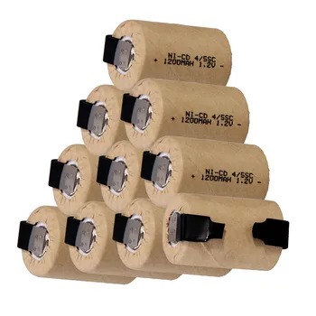 

10 pieces 4/5SC batteries 1200mah 1.2v subc nicd battery random color