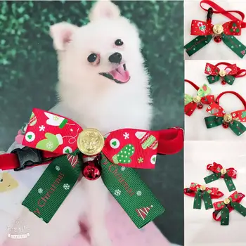 

Dog Christmas Collar Bell 5 Pcs Holiday Pet Gift Cat Dog Necktie Bow Tie Adjustable Neck Strap Pet Product Supplies