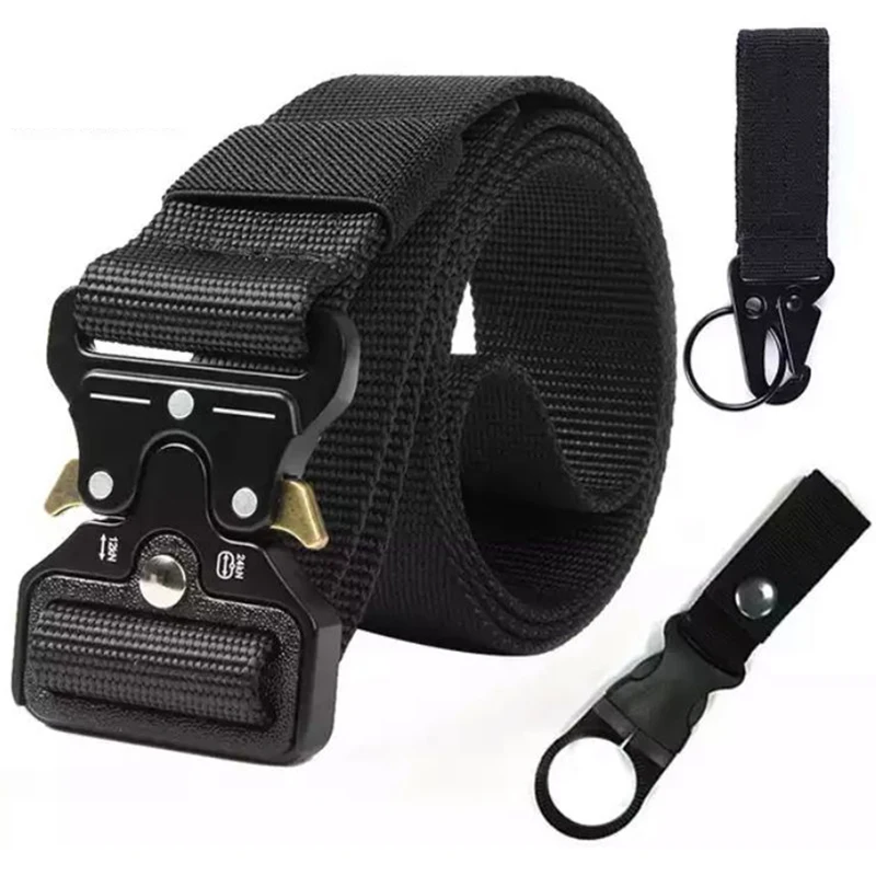 

2020 new men's military classic tactical belt high elastic metal hook outdoor training high quality new nylon soldier belt