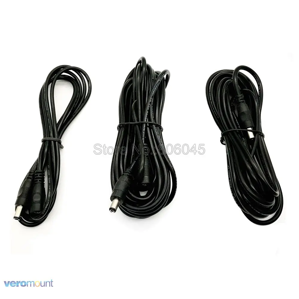 5.5 x 2.1mm DC Power Plug to Socket CCTV Extension Cable in WHITE 1m//2m//3m//5m//10