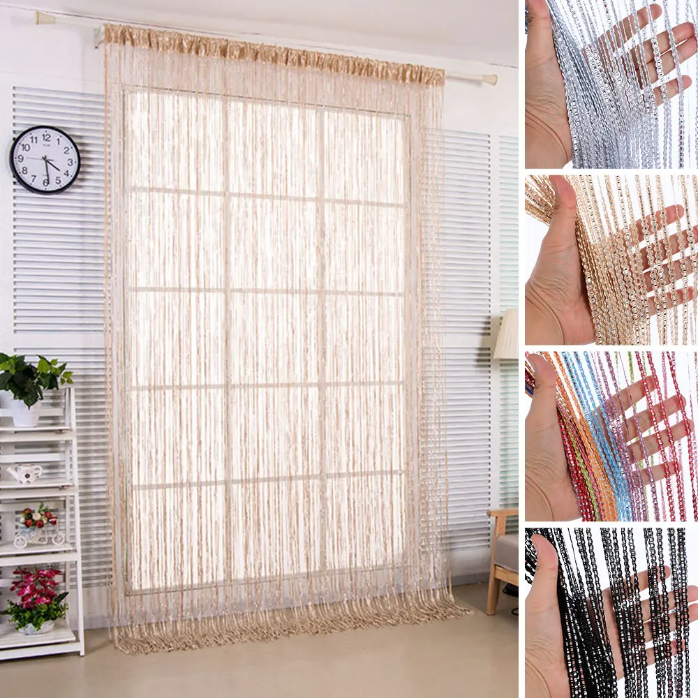 

String Curtain Shiny 200x100 Cm Modern Tassel Line Curtains Window Door Divider Drape Living Room Decor Valance Home Decoration