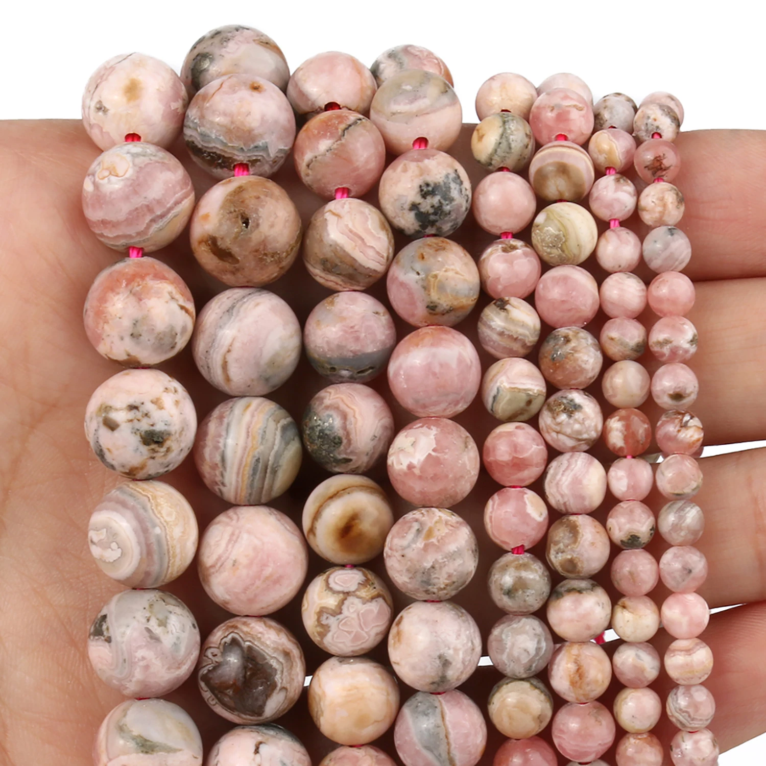 Natural Stone Argentina Rhodochrosite Round Beads Jewelry Making Bracelets Needlework DIY Accessories 4 6 8 10mm 7.5'' beads charms,bead jewelry making,loose gemstone beads,loose gemstone jewelry
