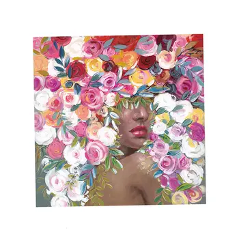 

Art Oil Painting Beautiful Young Girl Wearing Roses Flowers on Head in Landscape Oil Painting Figure Home Decoration Gift Art