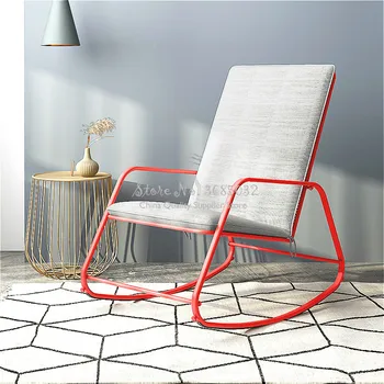 

For sale Simple Adult Rocking Chair RED Fresh Lazy Lounge Chair Leisure Balcony, Easy Chair American Lunch Break Chair with pad