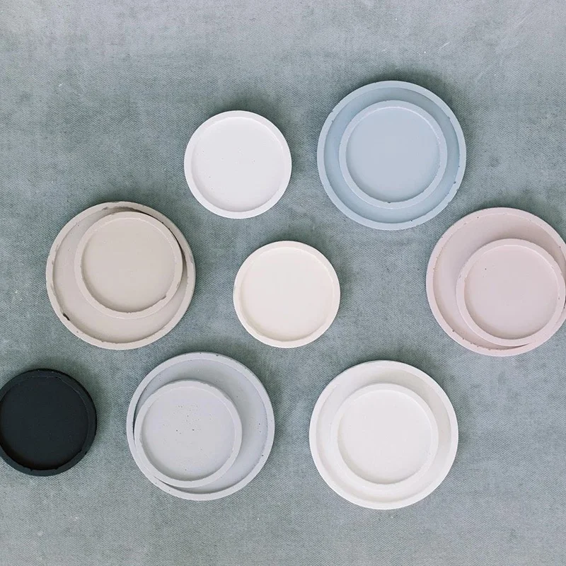 Round Cement Tray Mold for DIY Epoxy Resin and Home Decoration Crafts