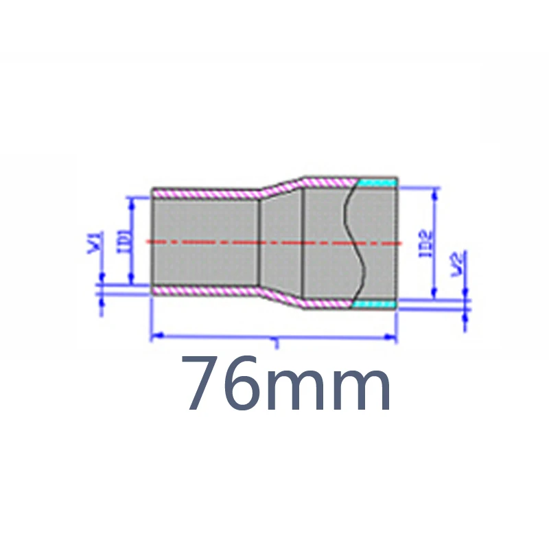 2.25-2.75 인치 57-70MM 실리콘 호스 스트레이트 감속기 조인트 76MM 길이