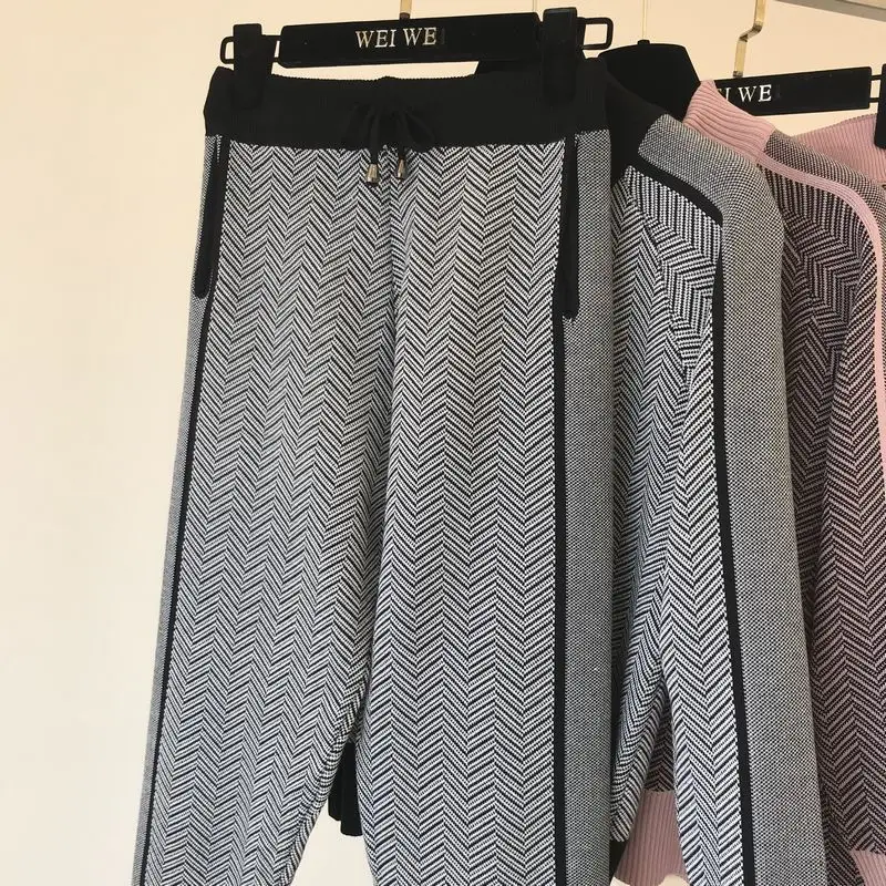 ALPHALMODA Осень женский пуловер с широкими рукавами и юбка на молнии кардиганы+ брюки женский зимний модный дизайн 2 шт спортивный комплект