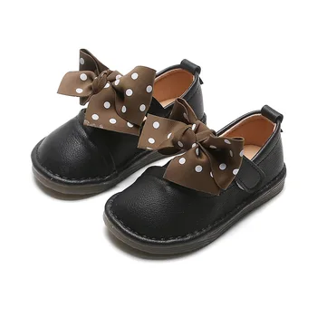 

New Toddler Bowtie Children Shoes Girls Black Kids Wedding Party Dress Princess Leather Shoes Teens Girls Dance Shoes B860