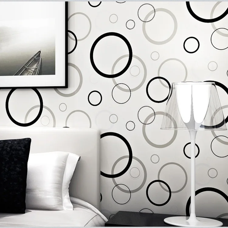 

Modern Minimalist Cartoon 3D Black And White Circled Non-woven Wallpaper CHILDREN'S Room Boys And Girls Bedroom Wallpaper