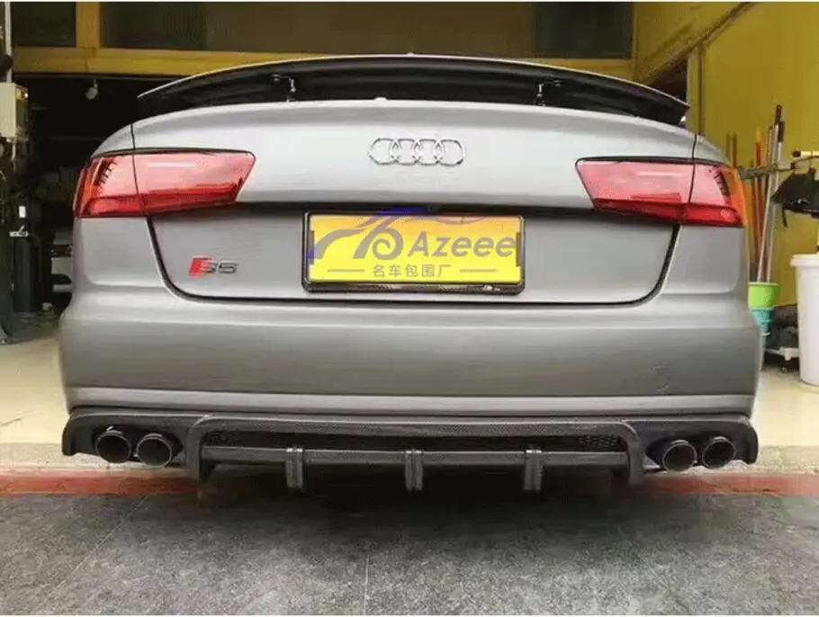 Углеродного волокна задний бампер для губ автомобильный диффузор Подходит для Audi A6 S6 RS6 2012 2013