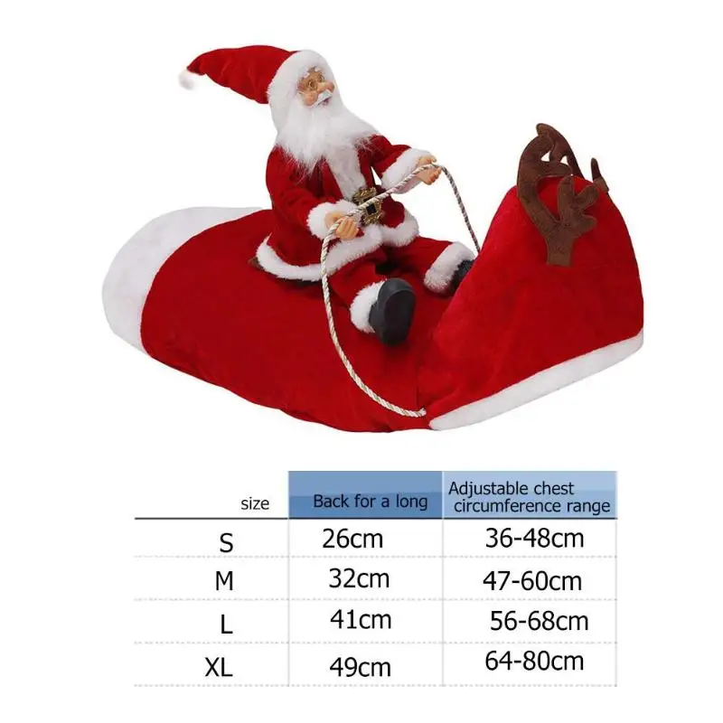 Cute Pet Christmas Clothes Santa Claus Riding Deer Kitten Puppy Red Hat Cloth Festival Halloween Party Costume Dog Cat Supplies