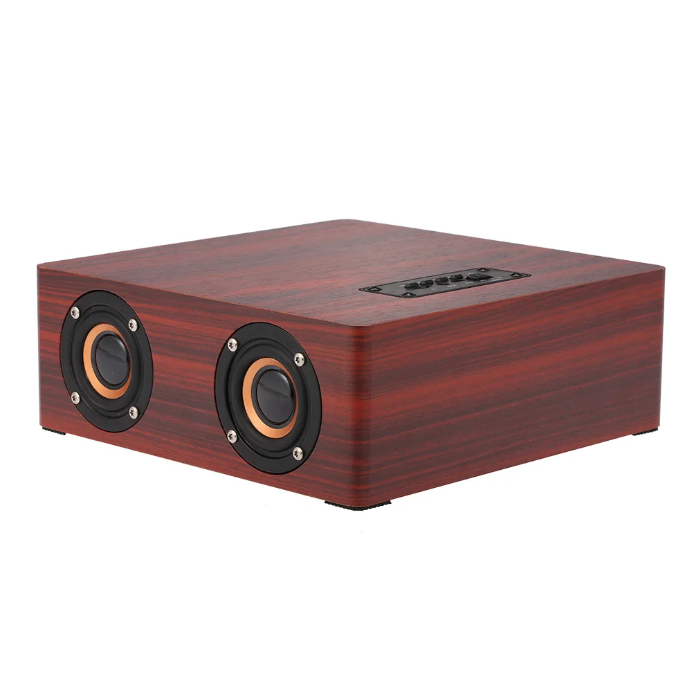 Q5 деревянный Bluetooth 4,2 динамик 3 Вт* 4 Рог Поддержка FM TF карта AUX в сабвуфере портативный динамик s для смартфонов ПК ноутбук - Цвет: Красный