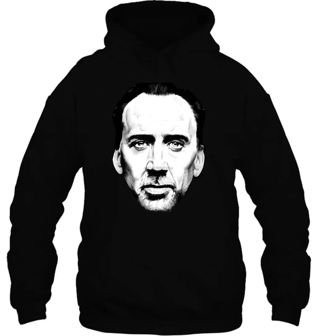 Мужская толстовка Nicolas Cage Face Черная женская уличная одежда
