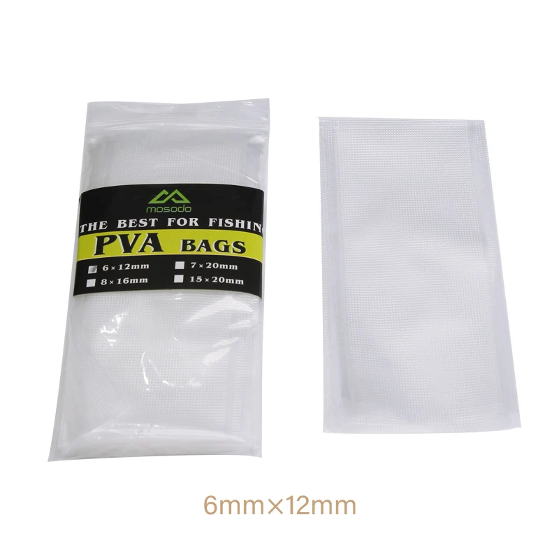 6x12cm Bag Mosodo 50 шт./лот рыболовные растворимые PVA сумки Приманки Мешок Карп Рыбалка водорастворимые PVA лента 4 размера - Цвет: 6x12cm Bag