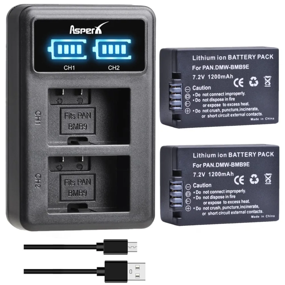 Rechargeable Battery Camera Battery Camera Battery Charger Rechargeable Battery Charger DMW-BMB9 Battery + LED Charger for Panasonic Lumix DC-FZ82 FZ70 FZ60 FZ100 FZ150 FZ40 FZ45 FZ47 FZ48