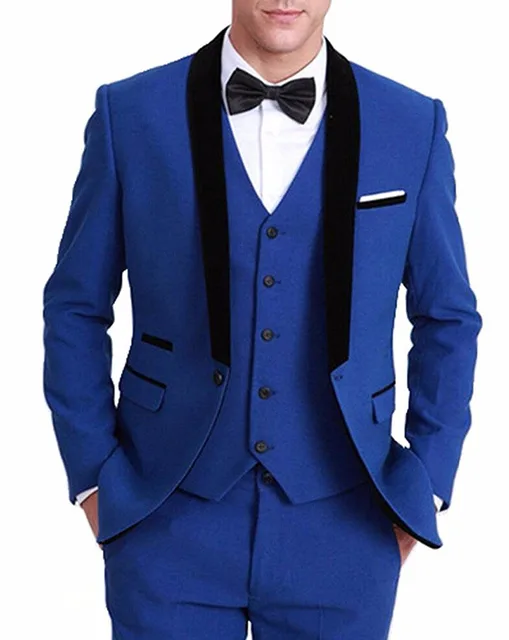 $US $78.00 Latest Three Pieces Coat Pant Designs Groom Men's Suit Royal Blue Tuxedos Formal Wedding Blazer (jacket+pants+vest)
