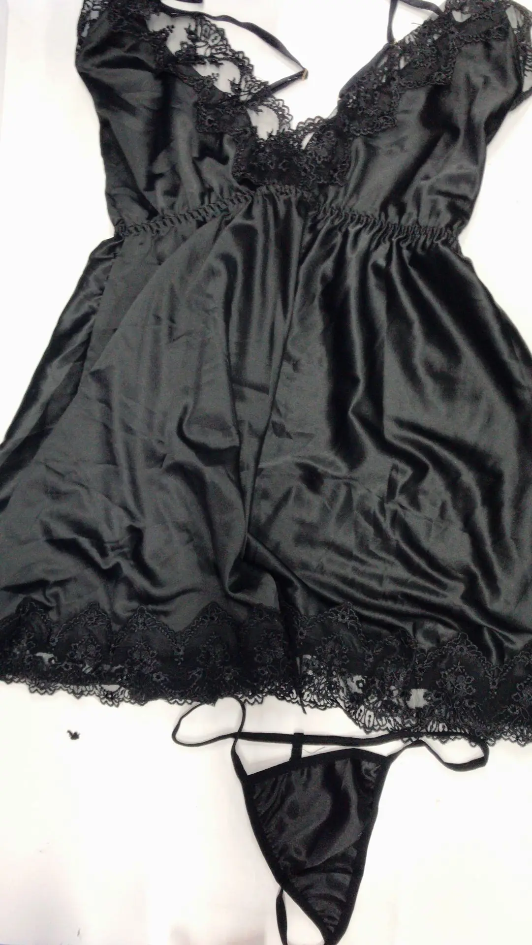 ZAFUL сетка лист вышитые нижнее белье с бантами Babydoll для женщин Спагетти ремень сексуальная пижама комплект пижамы Женская одежда для сна