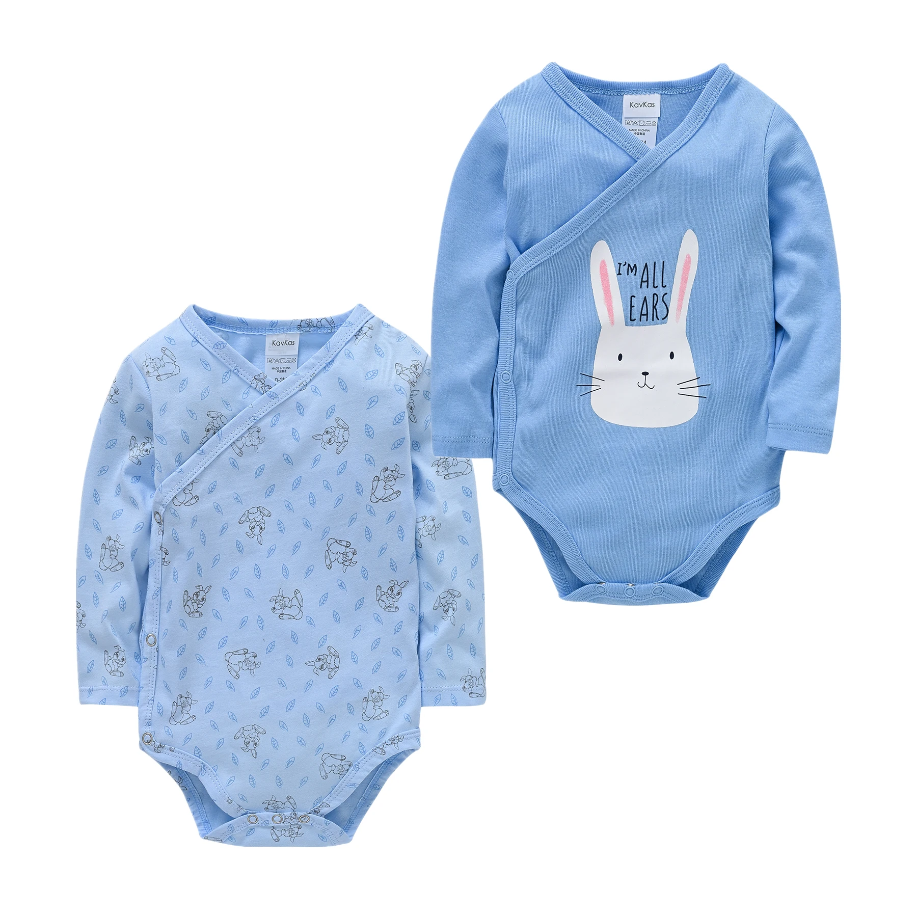 Newborn Baby Boys' Bodysuit 3 Pack Long Sleeve Blue Giraffe Cotton 0-12 Months 