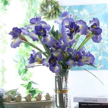 

90cm Iris Artificial Flowers 2 Big Heads and 1 Bud Silk Fake Flower For Home Wedding Decoration indoor