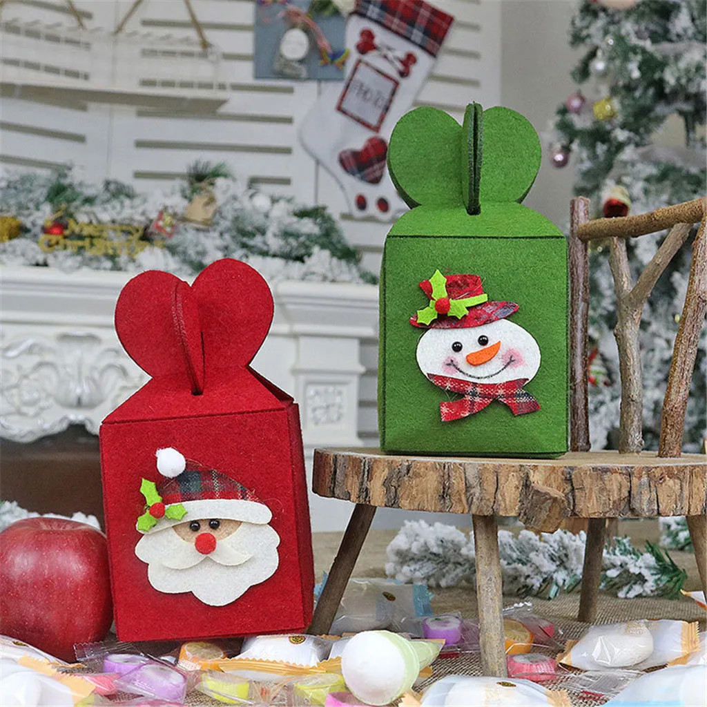 Foldable Candy Gift Bag Claus Merry Christmas Candy Gift Boxes Non-woven Christmas Decoration Gift Bag Gifts Decor PP3