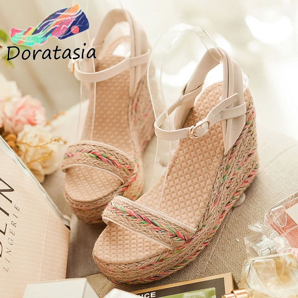 

DORATASIA Sweet mixed-color Heeled Sandals New Hot Sale Colorful Platform Sandals Women Summer High Wedges Shoes Woman