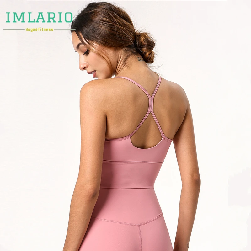 Imlario Slim Fit майка для занятий йогой для женщин Фитнес Бодибилдинг обрезанный Топ супергибкий с открытой спиной тренажерный зал без рукавов рубашка со встроенным бюстгальтером