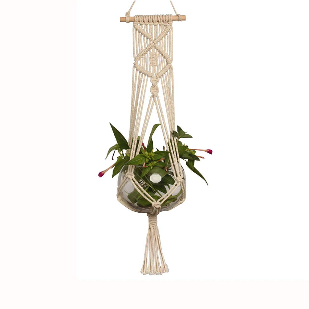 

Large-sized Plant Hanger Basket Handmade Rope Pots Holder Fine Hemp Rope Net Flower Pot Plant Lanyard