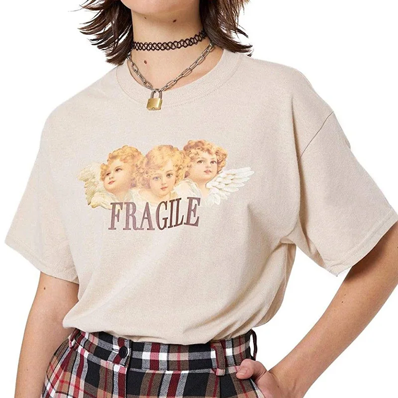 Summer kawaii angel women tshirt harajuku top ropa mujer kpop aesthetic clothes korean basic t shirt camisetas roupas feminina