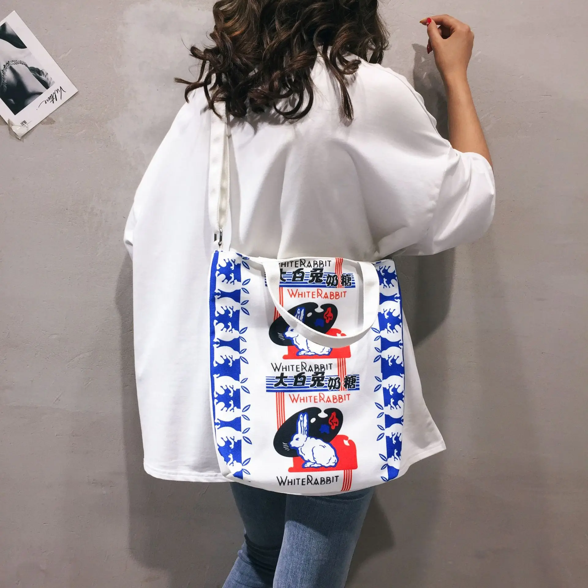 

Japanese-style Harajuku Cartoon Cool Sesame Street Graffiti Canvas Bag Funny Students Shoulder Bag WOMEN'S Single-shoulder Bag