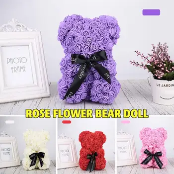 

Lovely Artificial Rose Gift PE Romantic Birthday Rose Bear Decorations Valentine'S Day Bear Dolls Love Toy Wedding Girlfriend