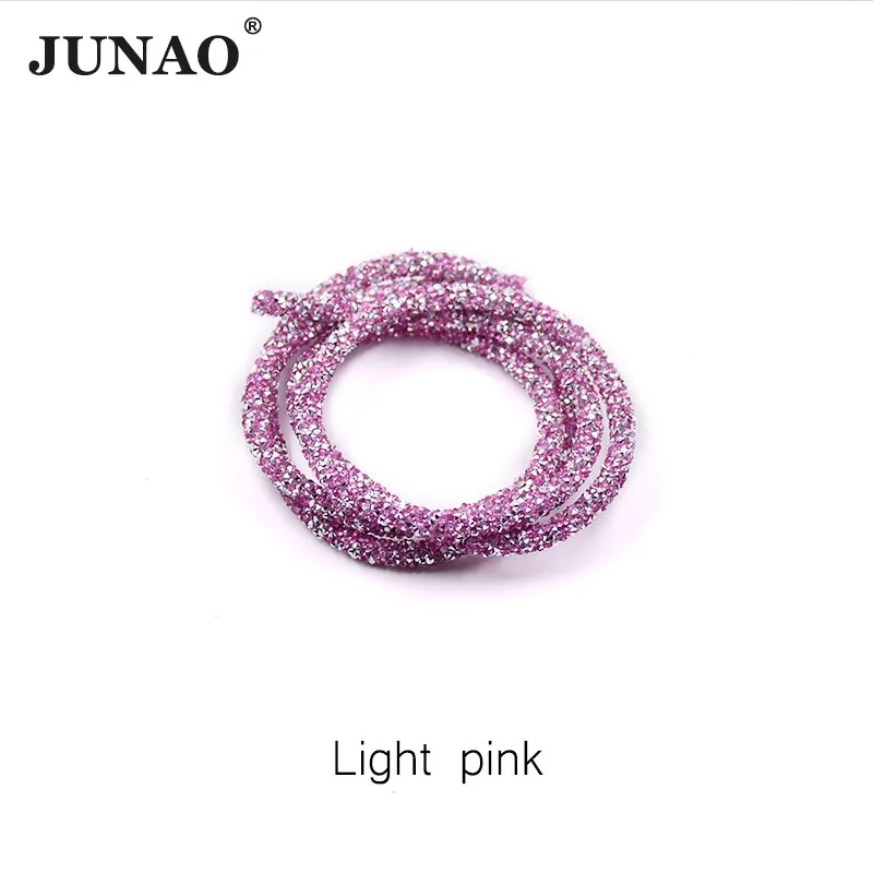 JUNAO длина 1 метр блестящие розовые стразы AB Crystal цепи отделкой кристаллами из