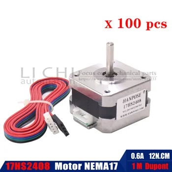 

42 motor 12n.cm 100pcs 17HS2408 Stepper Motor 1.8 Nema 17 motor 42BYGH motor 4-lead for 3D printer CNC XYZ