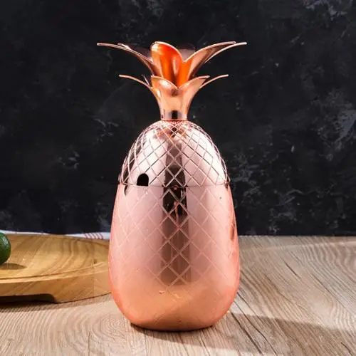 Rose Gold Горячая 550 мл форма ананаса Медная кружка для коктейля кофейная чашка для молока посуда для напитков - Цвет: Rose Gold