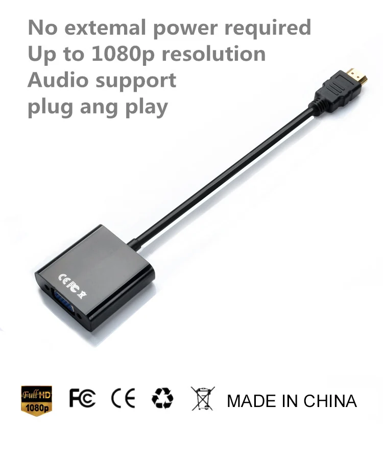 UTHAI T20 HDMI 1080P к VGA адаптер с 3,5 mmAudio 4K HD цифровой кабель для ПК ноутбука планшета HDMI Мужской к VGA Famale конвертер