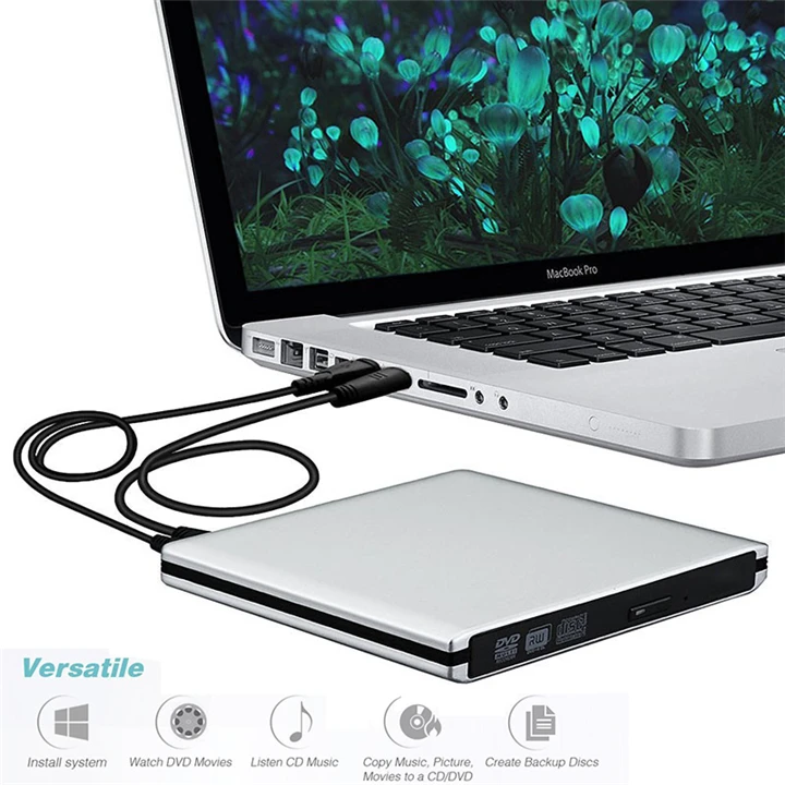 Внешний USB 3,0 писатель компакт-дисков/DVD-ROM плеер, dvd-привод с функцией записи для Windows 7/8/10, MAC OS, linux