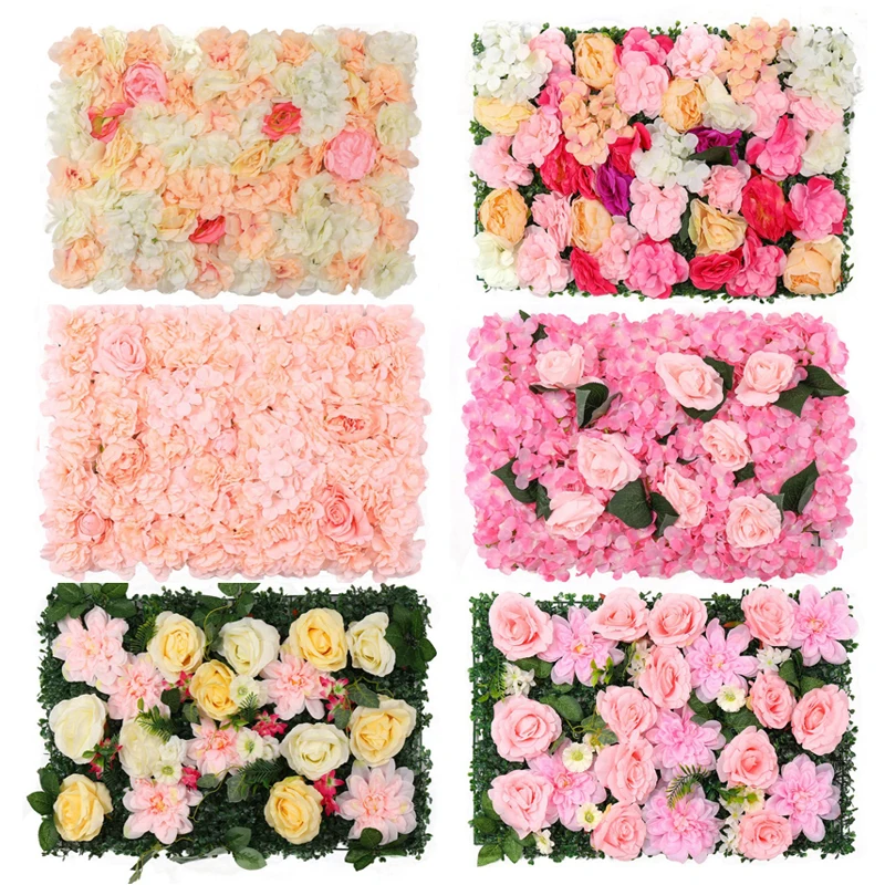 60x40cm Künstliche Blumen DIY Hochzeit Dekoration Blume Wand Panels Silk Rose 