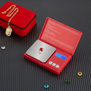 

Mini Digital Scales Red Electronic Balance Scale 0.01G Precision Libra Jewelry Pocket Scale Portable Palm Weight Scale