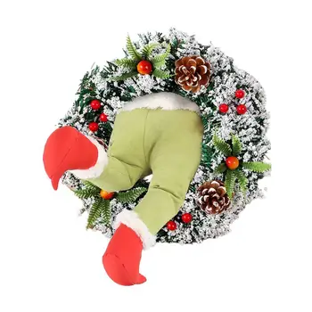 

Christmas Thief Wreath Front Door Burlap Artificial Holiday Wreath for Home Thanksgiving Decor