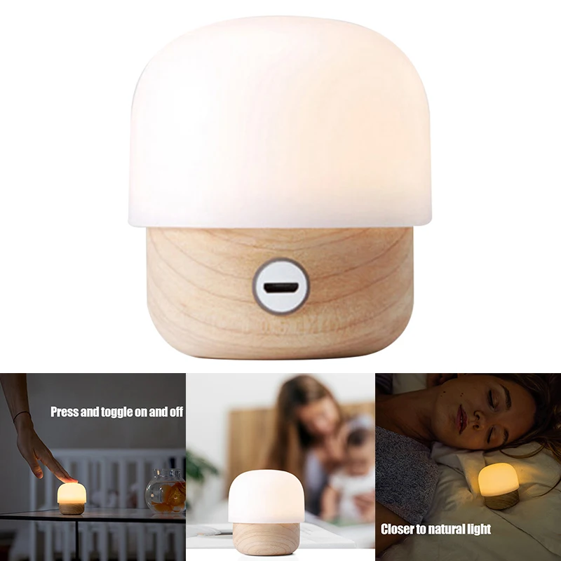 

HOT Small Mushroom Log Baby Sleep Night Light LED USB Mini Warm Light LSF99