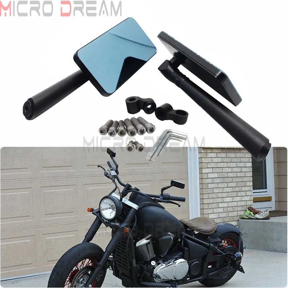 Motorcycle Rectangle Rear View Side Mirrors Left/Right For Harley Touring Street Sport Bike Rearview Mirror 6mm/8mm/10mm Threads